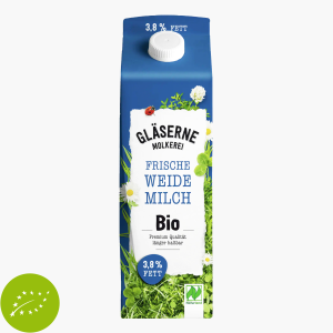 Gläserne Molkerei Bio Frische Weidemilch 3,8% Fett. 1l