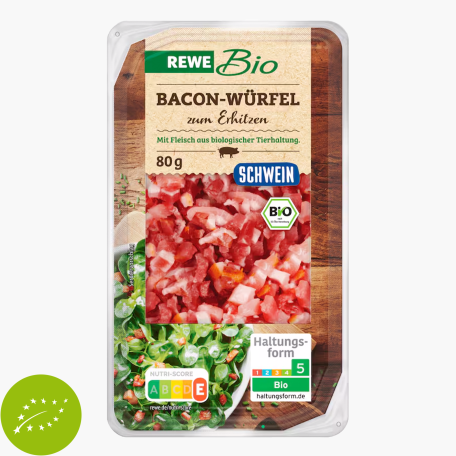 Rewe Bio Bacon-Würfel Schwein 80g