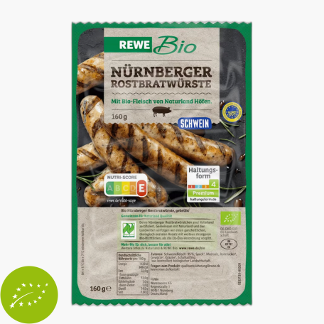 Rewe Bio Original Nürnberger Rostbratwürstchen 160g