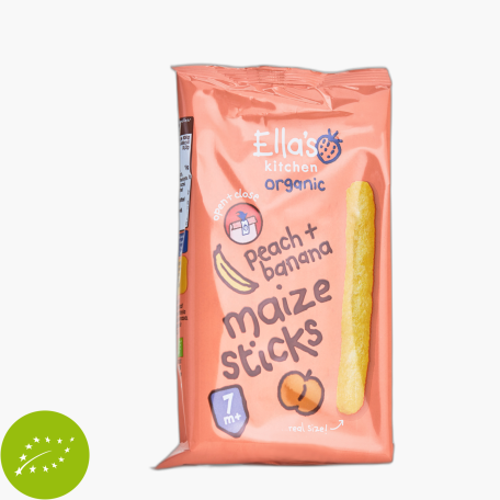 Ella's Kitchen Organic Peach & Banana Maize Sticks 7+ Maanden 16g Ella's Kitchen Organic Peach & Banana Maize Sticks 7+ Maanden 16g