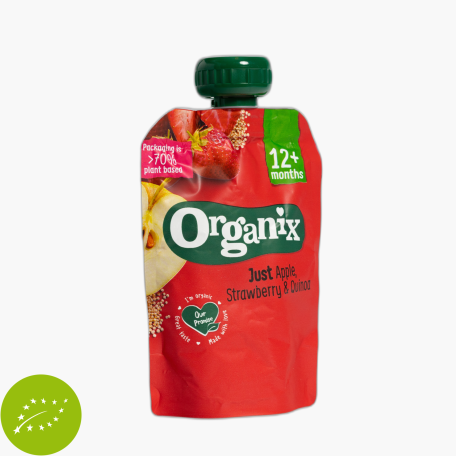 Organix Knijpfruit appel, aardbei en quinoa 12m 100g Organix Knijpfruit appel, aardbei en quinoa 12m 100g
