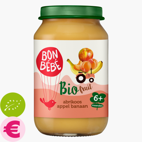 Bon Bebe 6M Abrikoos Appel Banaan 200g Bio Bon Bebe 6M Abrikoos Appel Banaan 200g Bio