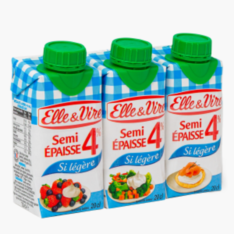 Elle & Vire - Crème semi-épaisse 4% MG (3x20cl)