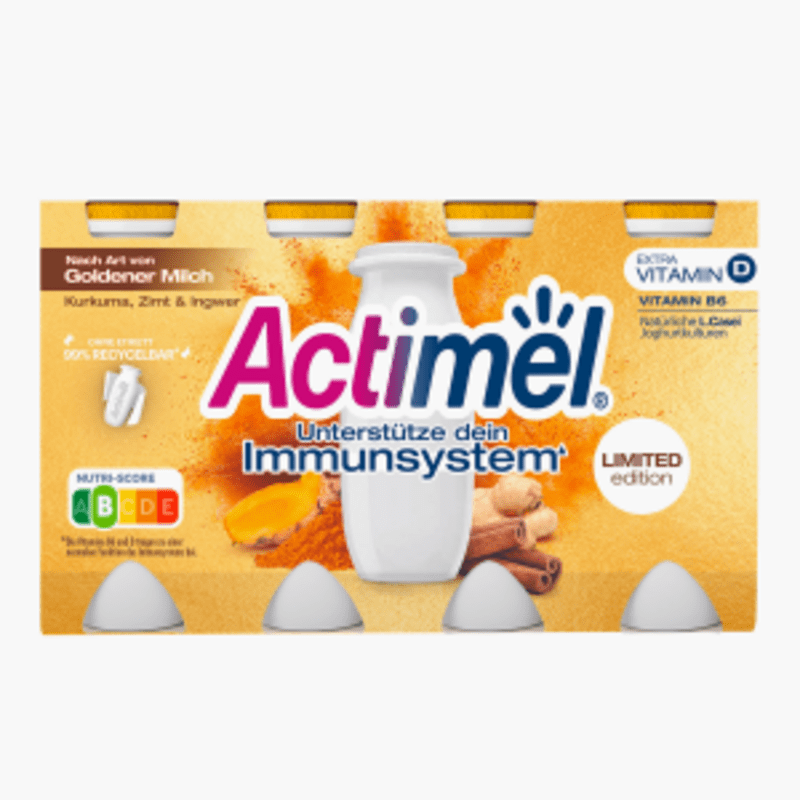 Danone Actimel Goldene Milch Kurkuma Zimt Ingwer 8x100g