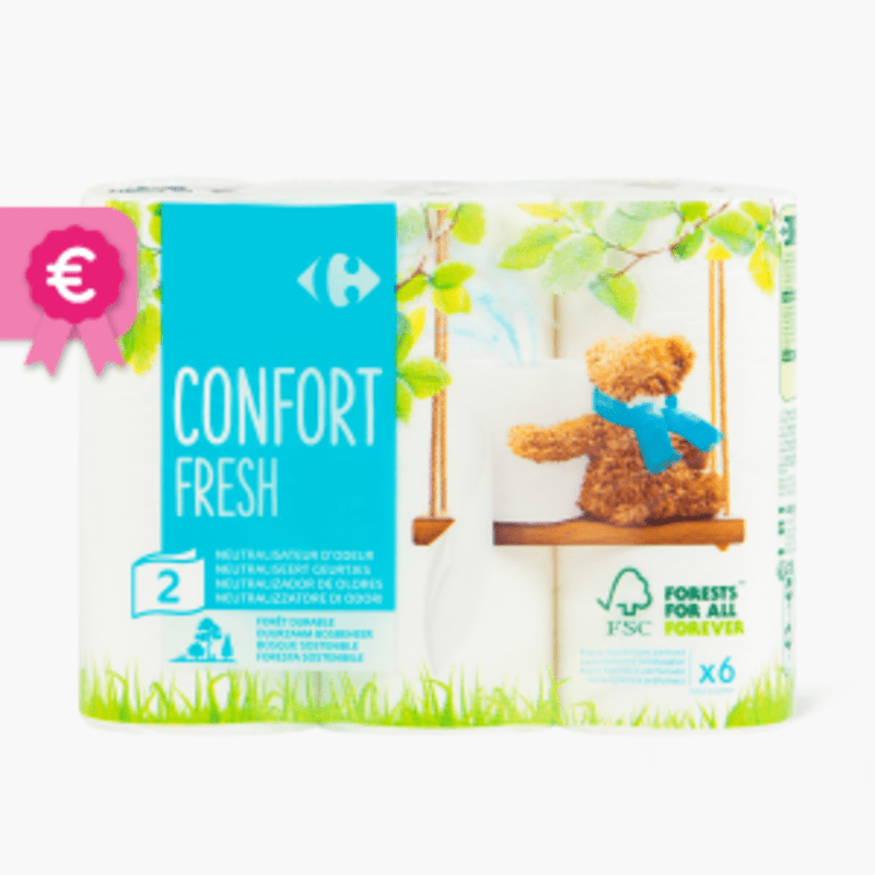 Carrefour - Papier toilette Confort Fresh (x6)