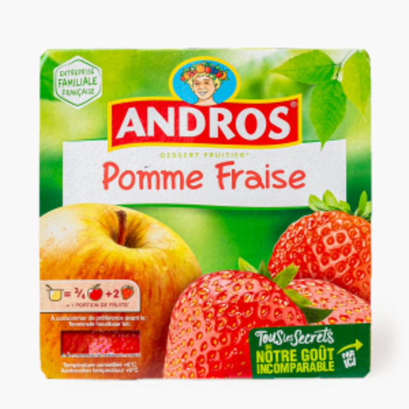 Andros - Compote pomme fraise (4x100g)