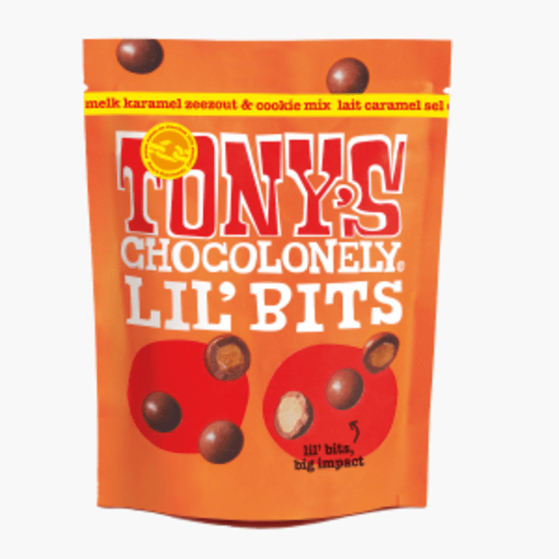 Tony's Chocolonely Chocolade Lil Bits Karamel Zeezout&Cookie 120g