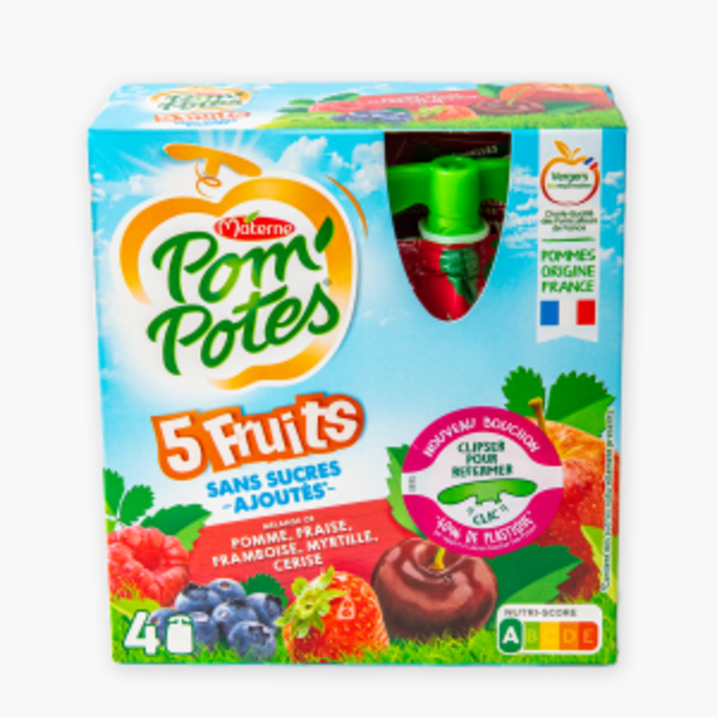 Pom'pote - 5 fruits sans sucres ajoutés (4x90g)