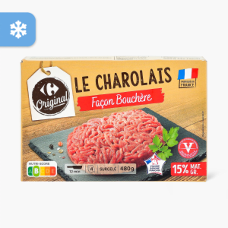 Carrefour - Steaks hachés Charolais façon bouchère (4x120g)