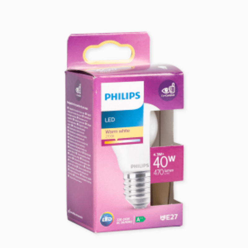 Philips - Ampoule LED E27 4,3W=40W goutte blanc chaud