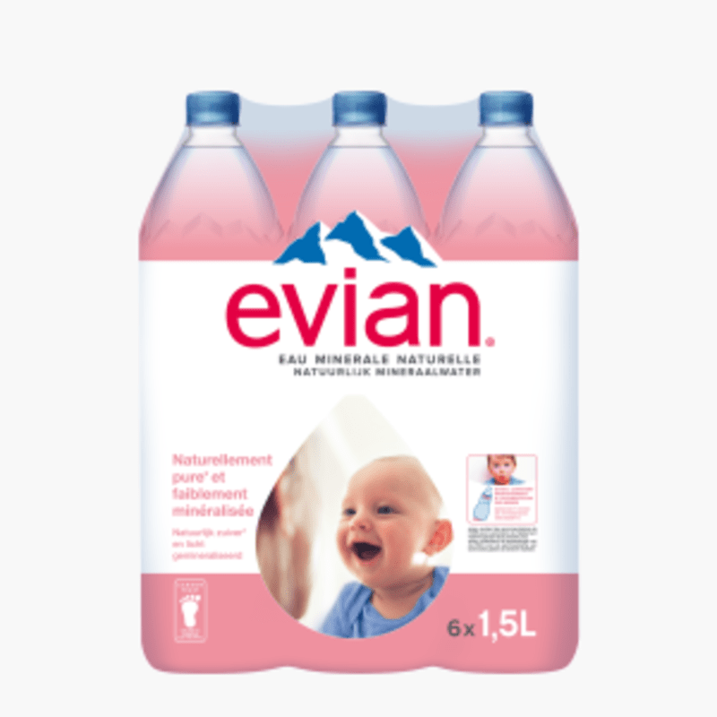 Evian - Pack x 6 - Eau minérale naturelle plate (6x1,5l)