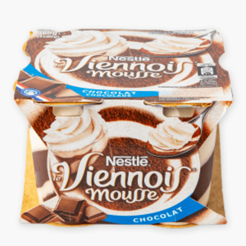 Nestlé - Dessert le viennois au chocolat mousse fouettée (4x90g)