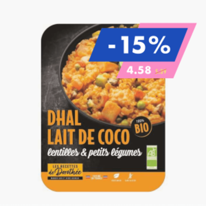 Les recettes de Dorothée - Dahl lait de coco lentilles petits légumes Bio (270g)