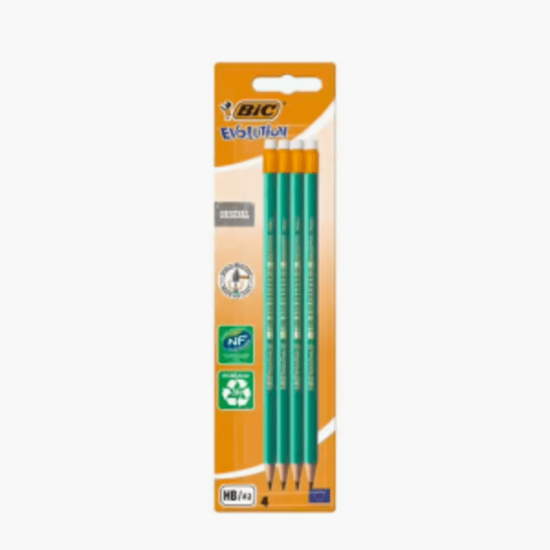 Bic - Crayon graphite evolution 655 embout gomme (x4)