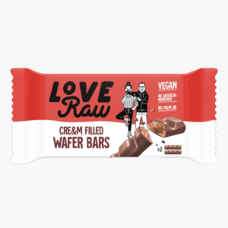 LoveRaw Cream Filled Wafer Bars Chocolate Vegan 43g