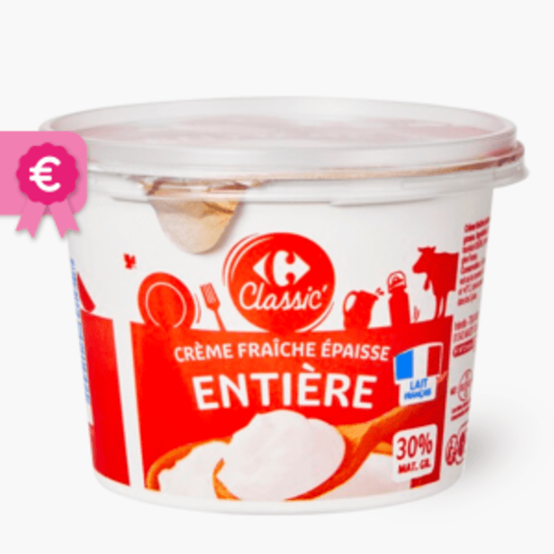 Carrefour - Crème fraîche épaisse entière 30% MG (50cl)