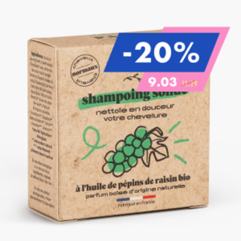 Paos - Shampoing solide à l'huile de pépin de raisin Bio (80g)