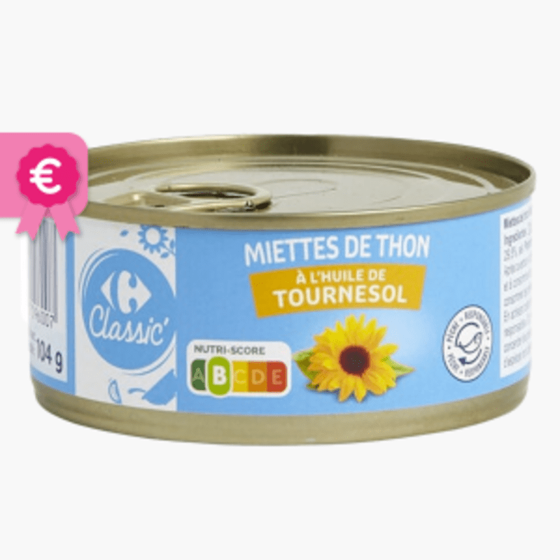 Carrefour - Miettes de thon a l'huile de tournesol (104g)