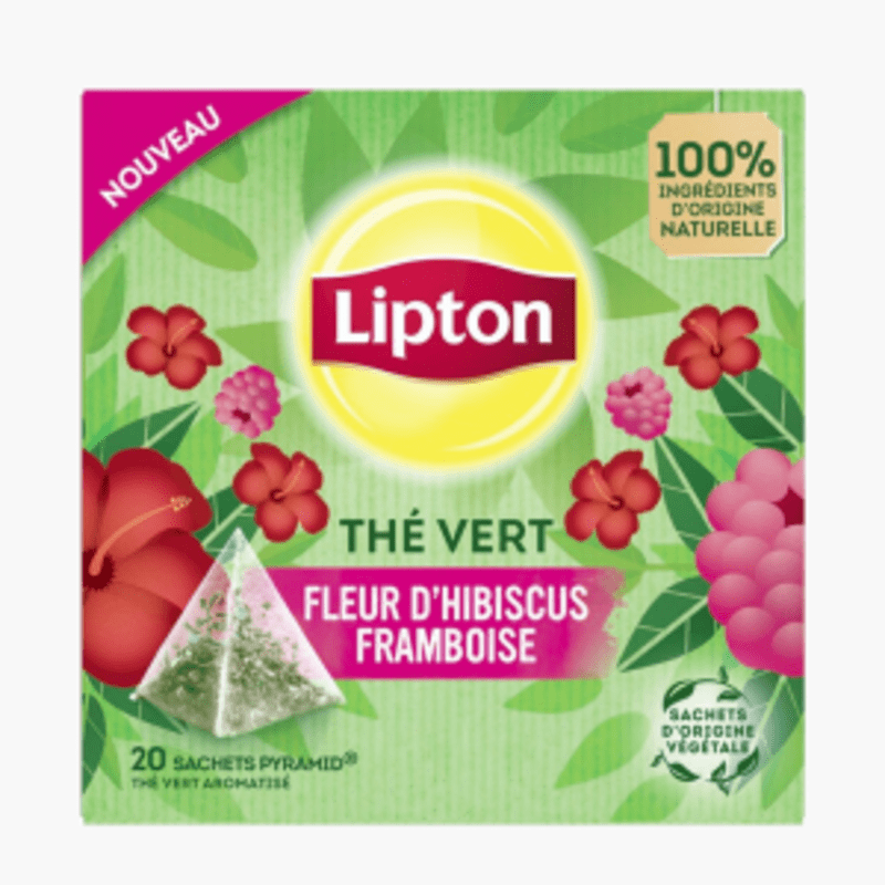 Lipton - Thé vert hibiscus & framboise x20 (30g)