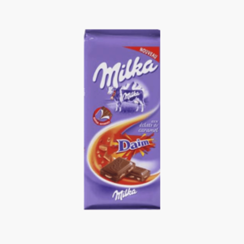 Milka - Tablette de chocolat au lait et éclats de Daim (100g)