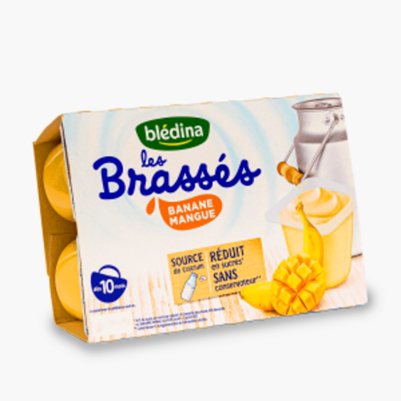 Dès 10 mois - Blédina Dessert lacté banane, mangue (6x95g)