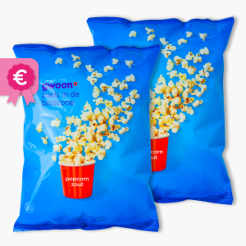 G'woon Popcorn Zout 100g 2x