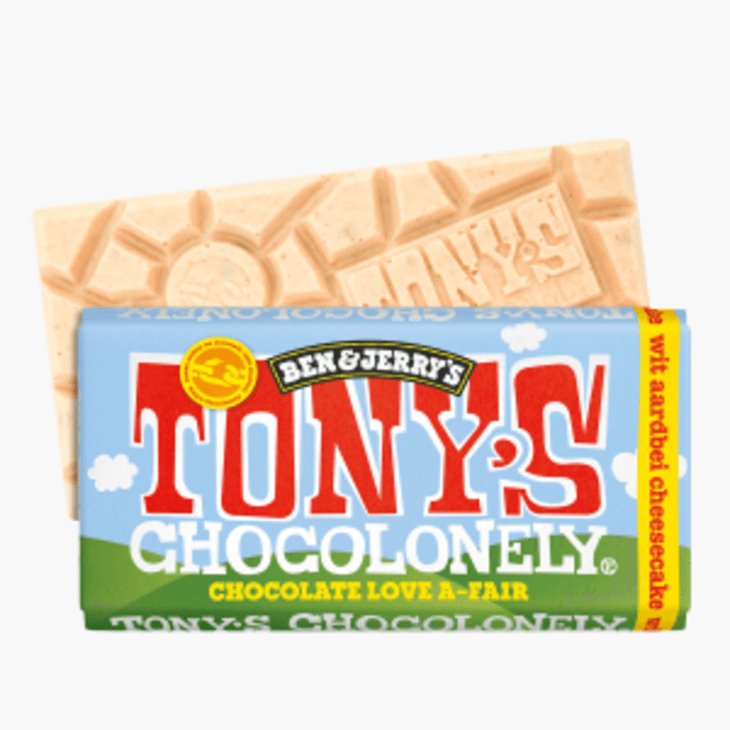 Tony's Chocolonely Ben & Jerry's Witte Chocolade Strawberry Cheesecake 180g