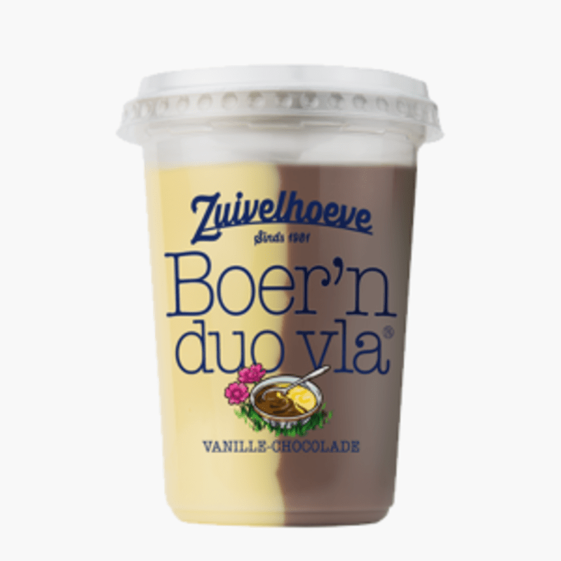 Zuivelhoeve Boer'n duo vla vanille & chocolade 450g