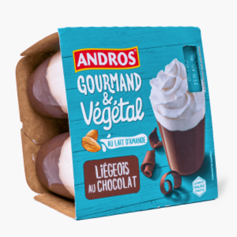 Andros - Liégeois au chocolat végétal au lait d'amande (2x100g)