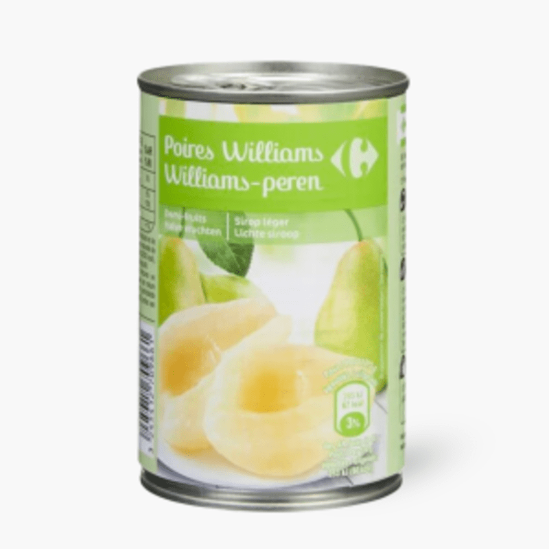 Fruits au sirop, Poire Williams - Carrefour (225g)