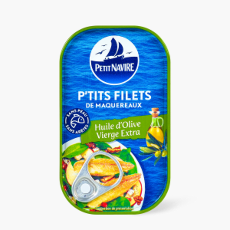 Petit Navire - P'tit filets de maquereaux huile d'olive vierge extra (90g)