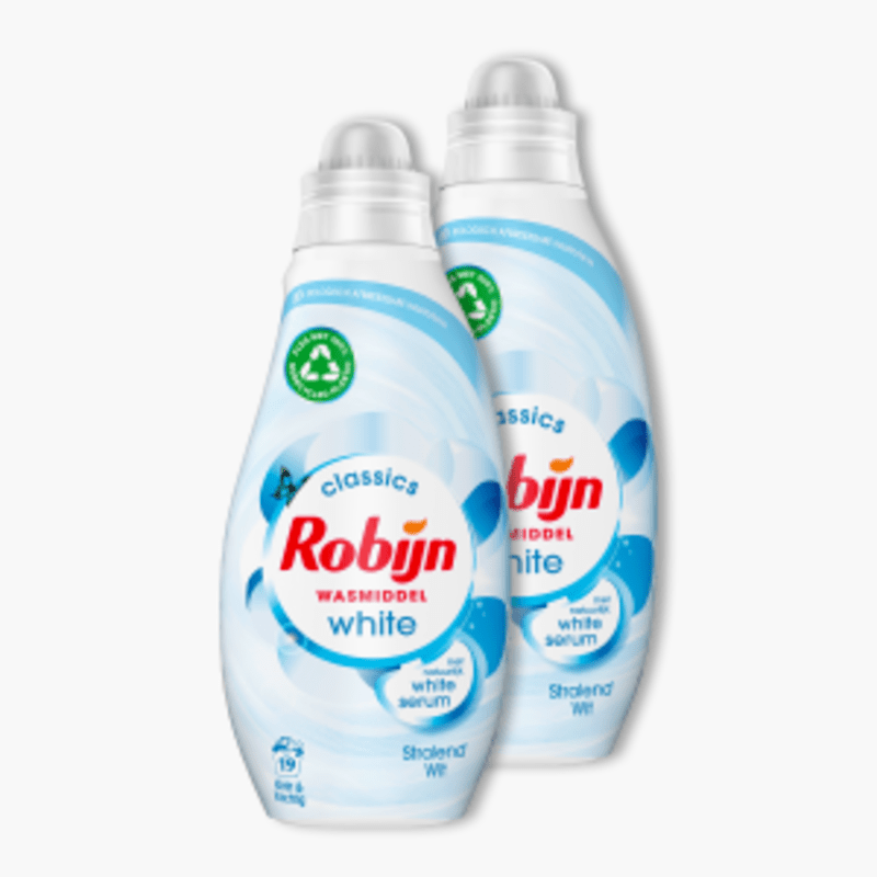 Robijn Vloeibaar Wasmiddel Klein&Krachtig Wit 19 Wassen 2x