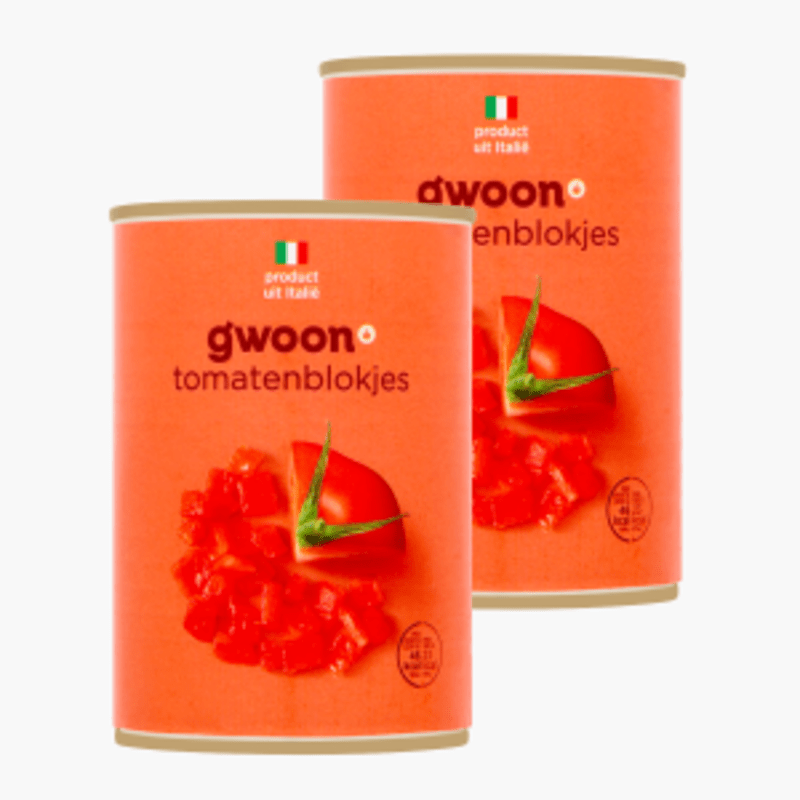 G'woon Tomatenblokjes 400g 2x