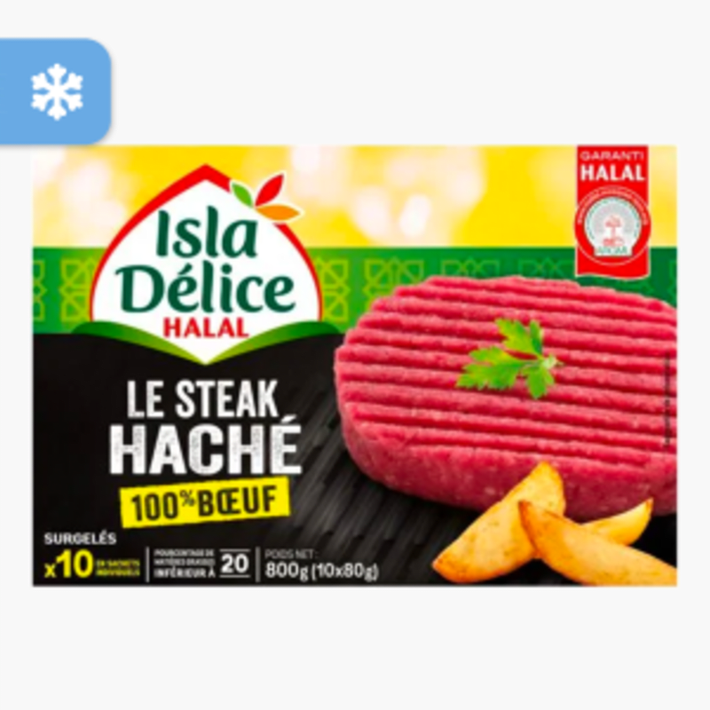 Isla Delice - Steaks hachés Halal pur boeuf (10x80g)