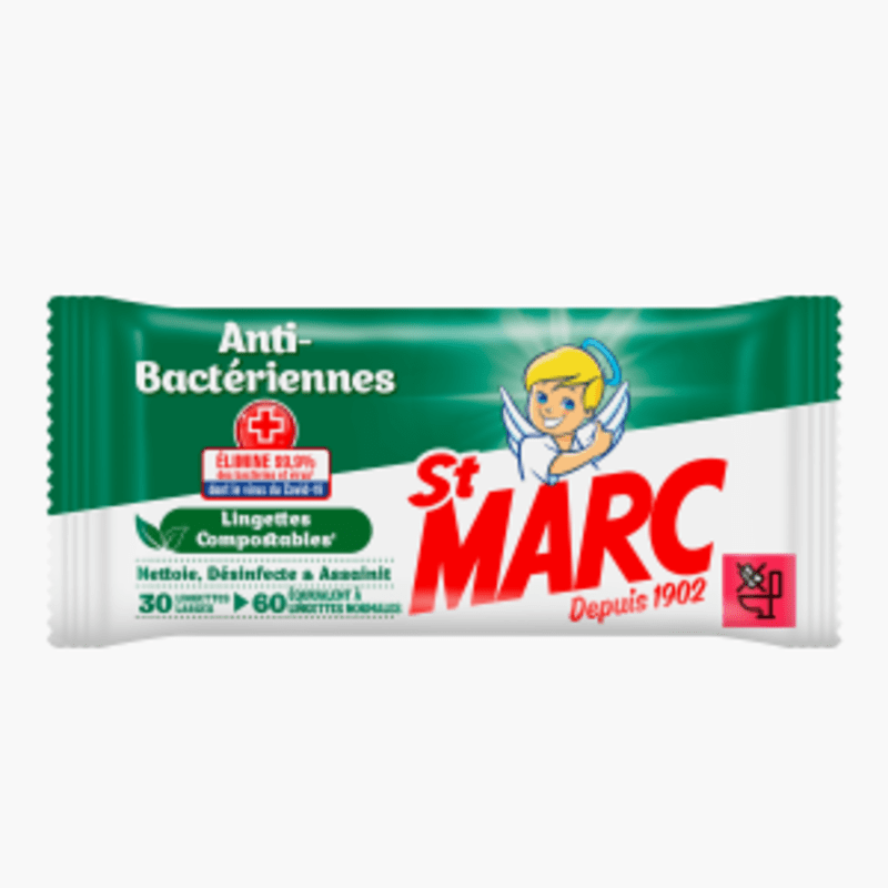 St Marc - Lingettes désinfectantes anti-bactérienne (x30)