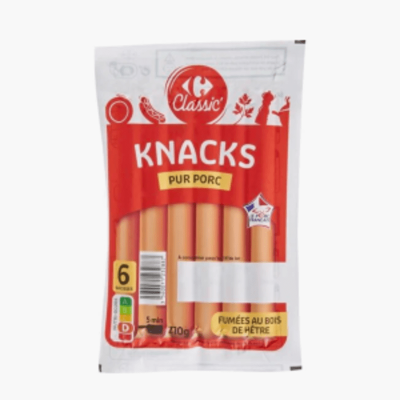 Carrefour - 6 knacks pur porc (210g)