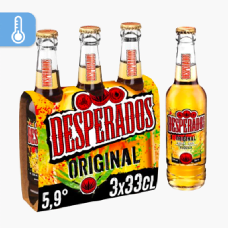 Desperados Original - Bière aromatisée à un spiritueux à base d'agave (3X33 cl) 5,9°