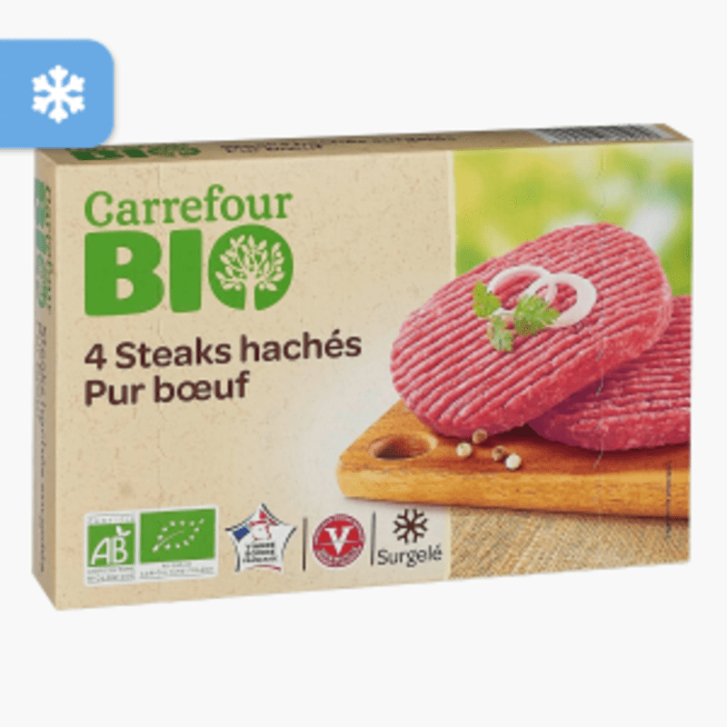 Carrefour Bio - Steaks hachés pur boeuf (4x100g)