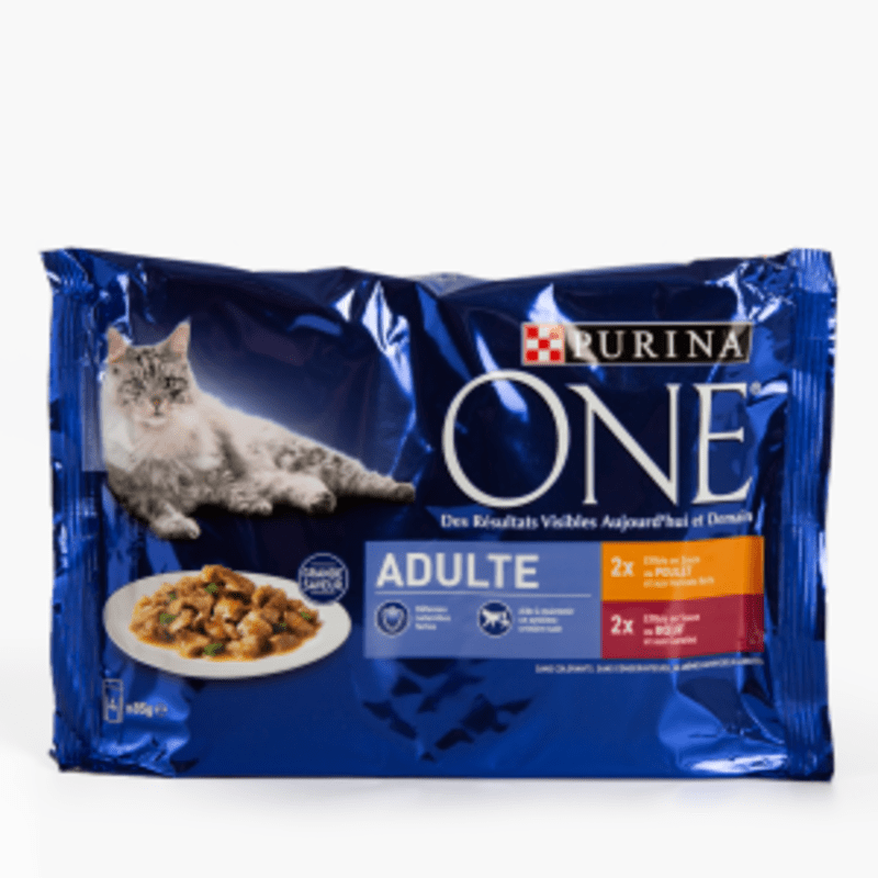 Pâtées One - pour chat au poulet & bœuf (4x85g)