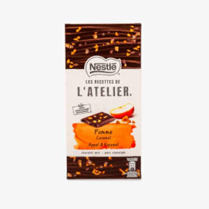 Nestlé - Tablette de chocolat noir pomme & caramel (115g)