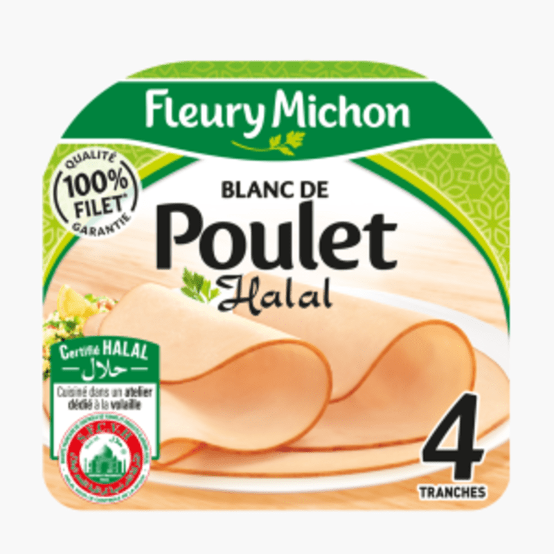 4 Tranches - Blanc de Poulet Halal - Fleury Michon (160g)