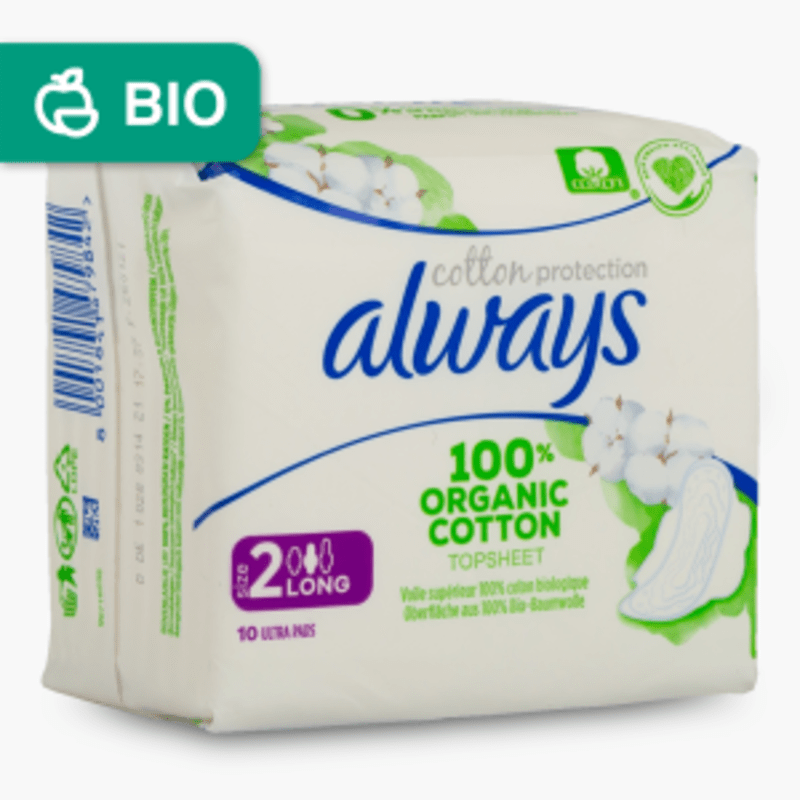 Always - Serviettes Bio coton protection long plus (x10)