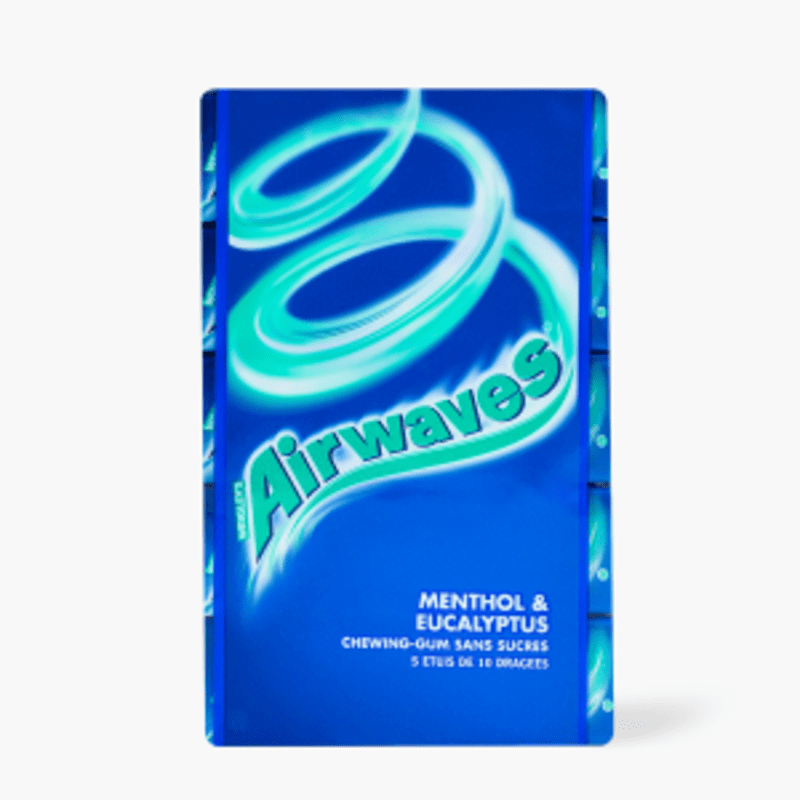 Airwaves - Menthol & eucalyptus, chewing-gum sans sucres 5x10 (70g)