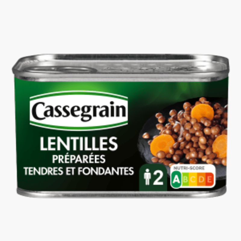 Cassegrain - Légumes cuisinés lentilles, oignons et carottes (265g)