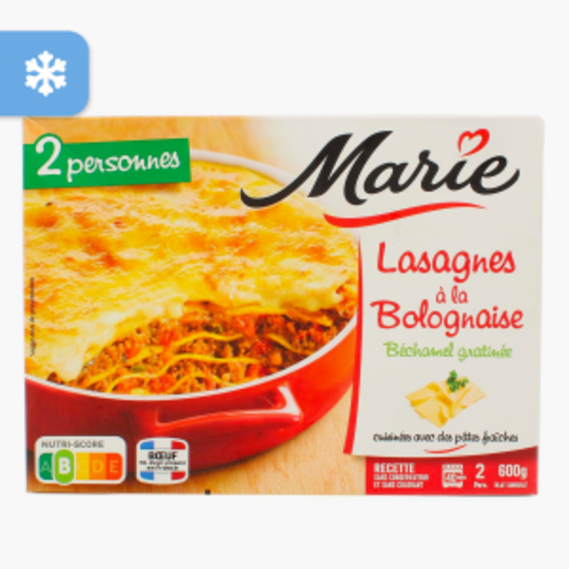 Marie - Lasagne à la bolognaise béchamel gratinée (600g)