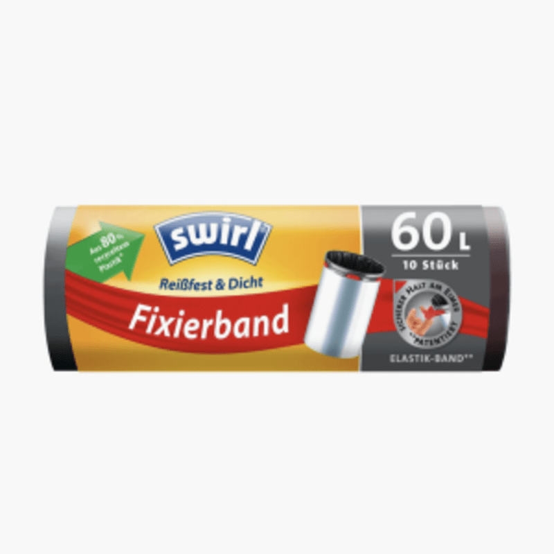 Swirl Müllbeutel mit Fixierband 60L 10 Stück