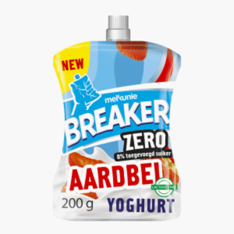 Melkunie Breaker yoghurt aardbei zonder toegevoegde suikers 200g
