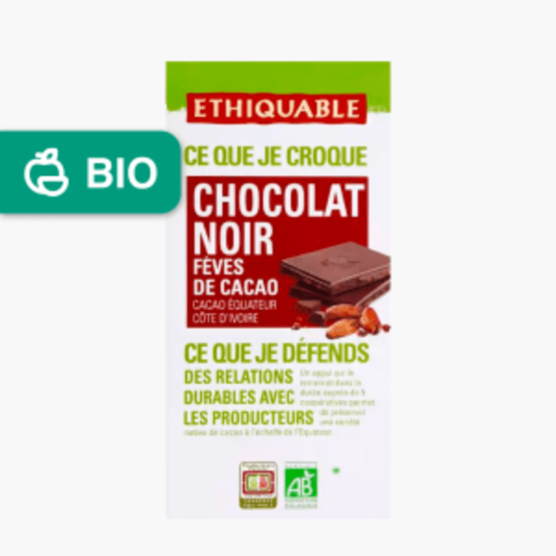 Ethiquable - Chocolat noir, fève de cacao (100g)
