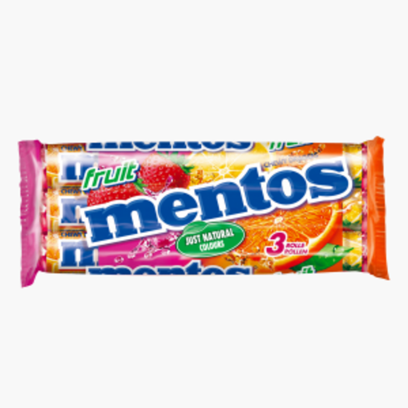 Mentos Kaubonbon Fruit 114g (3x38g)