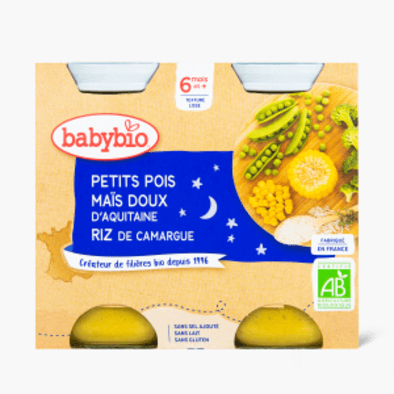 Dès 6 mois - Babybio Petit Pot Maïs Petits Pois Riz (2x200g)